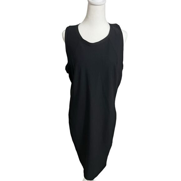 Athleta midi dress, black, size XL scuba feel style zipper in back - Picture 2 of 11